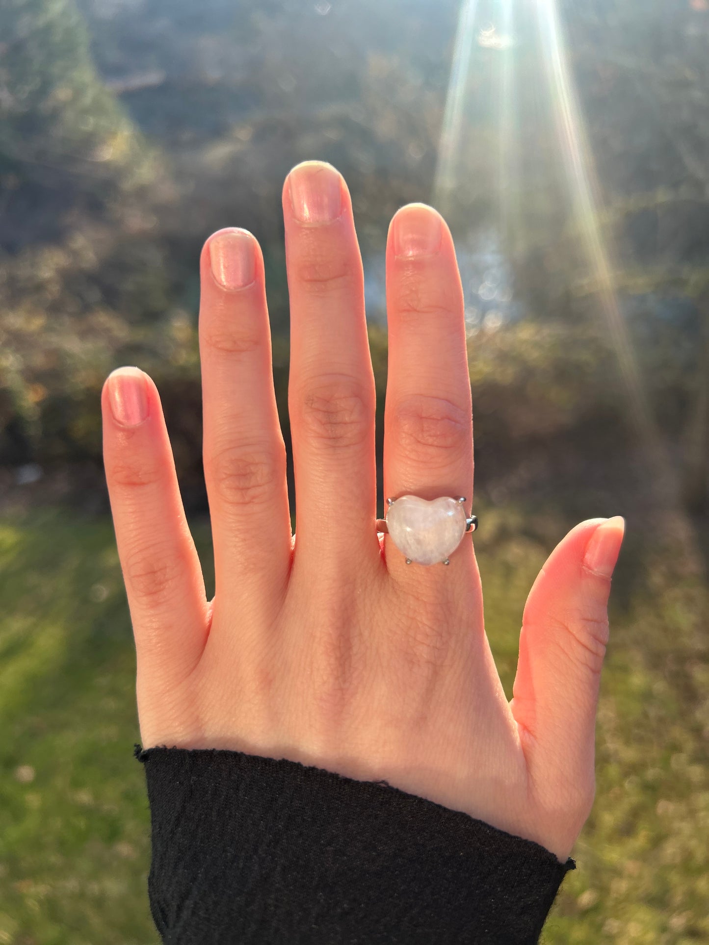 Moon Stone Heart Ring