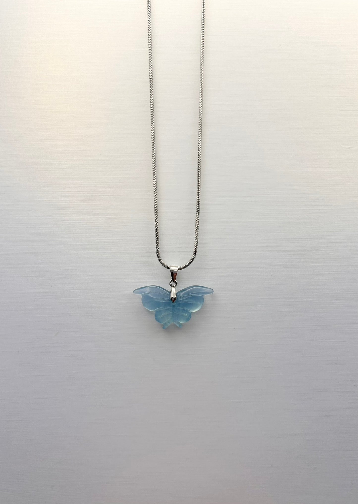 Aquamarine Butterfly Necklace