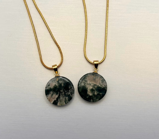 Moss Agate Gold Necklace