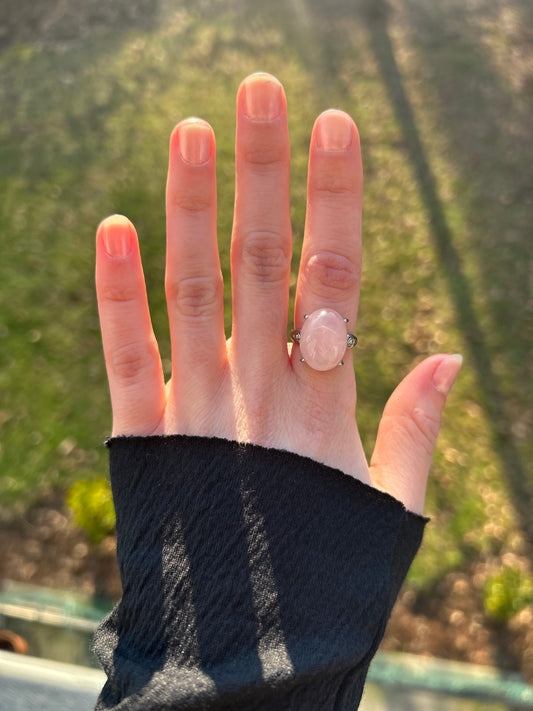 Rose Quartz Copper Ring